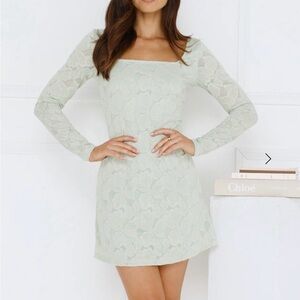 Hello Molly Light Green Lace Mini Dress
